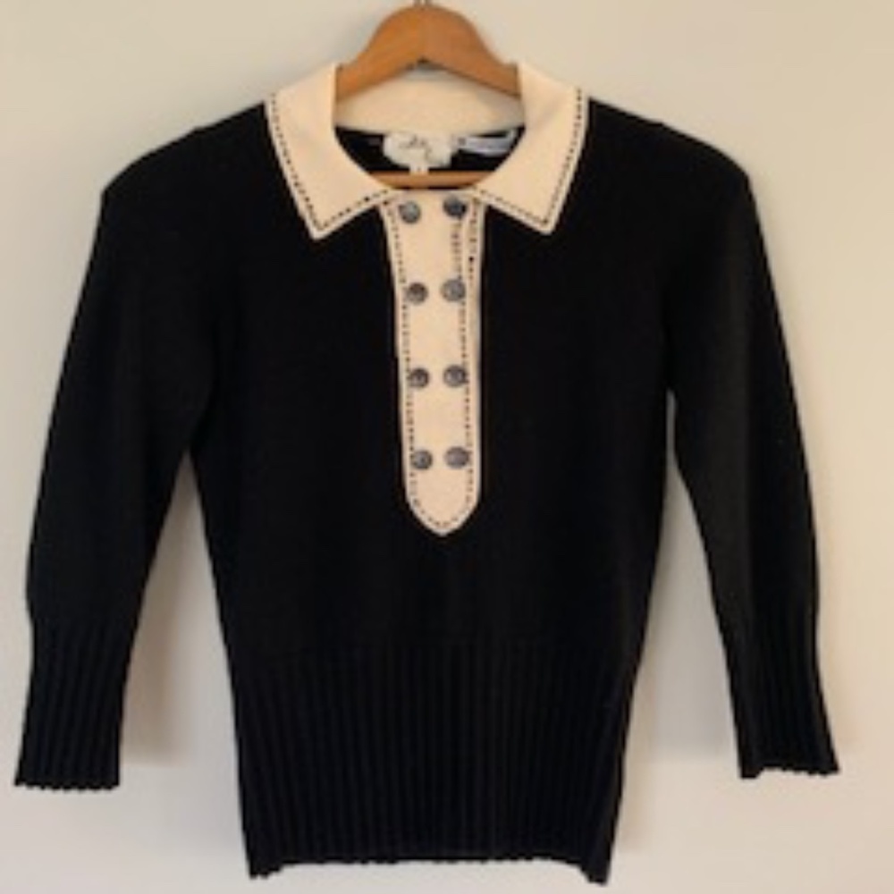 pre loved "Milly of  sweater black/ off -white from Bergdorf Goodman (cashmere)